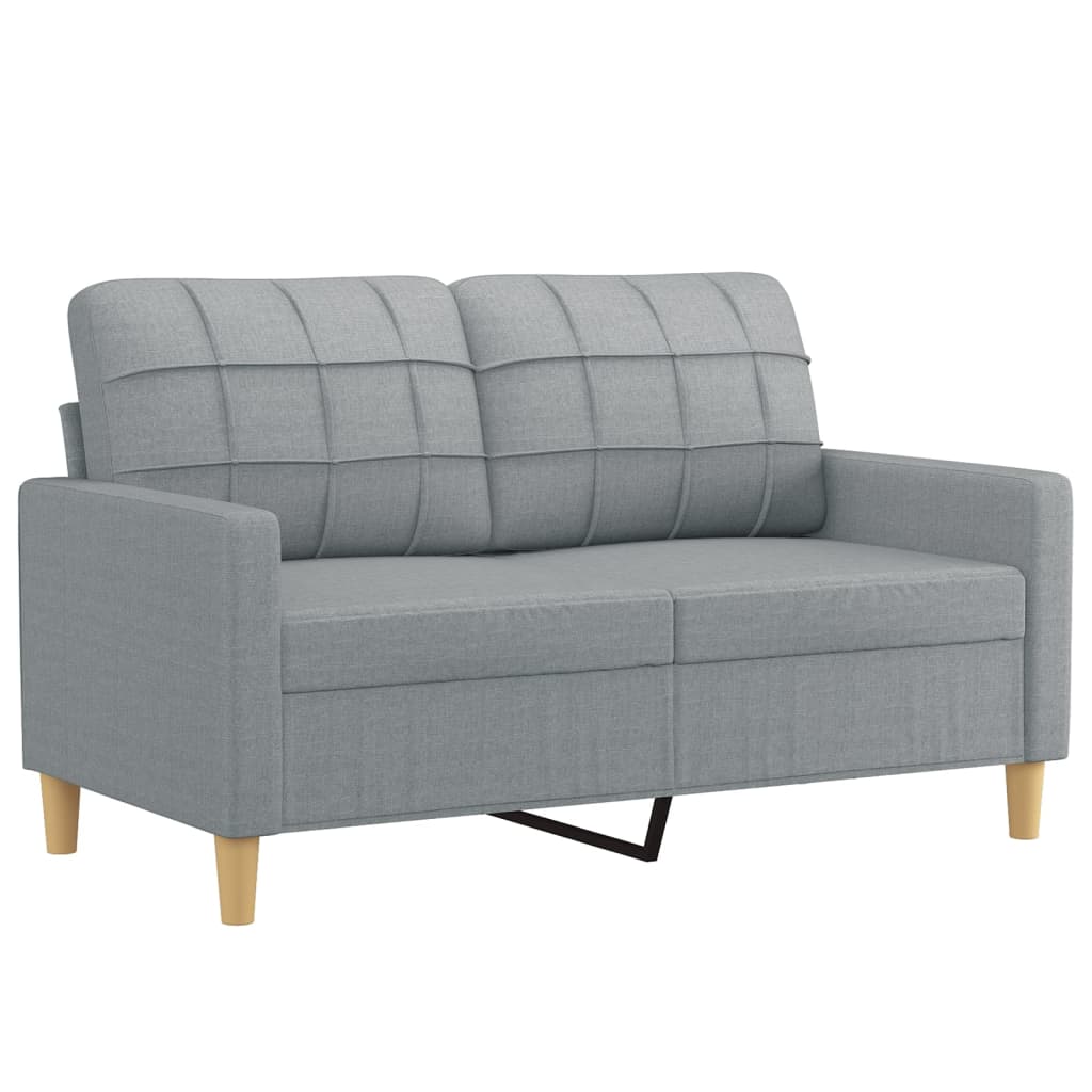 Set Di Divani 3 Pz Con Cuscini Grigio Chiaro In Tessuto - Image 3