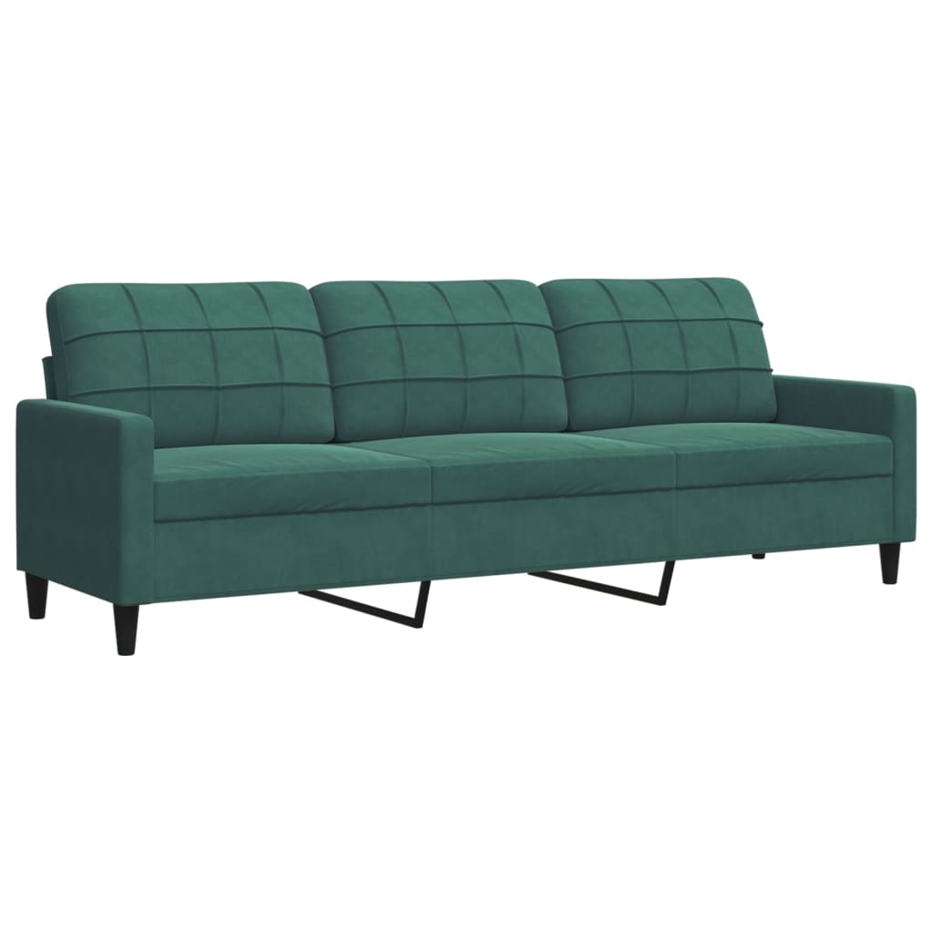 Set Di Divani 3 Pz Con Cuscini E Rinforzi Verde Scuro Velluto - Image 4