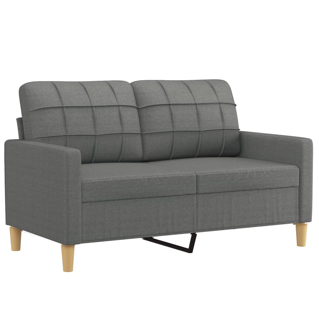 Set Di Divani 2 Pz Con Cuscini Grigio Scuro In Tessuto - Image 3