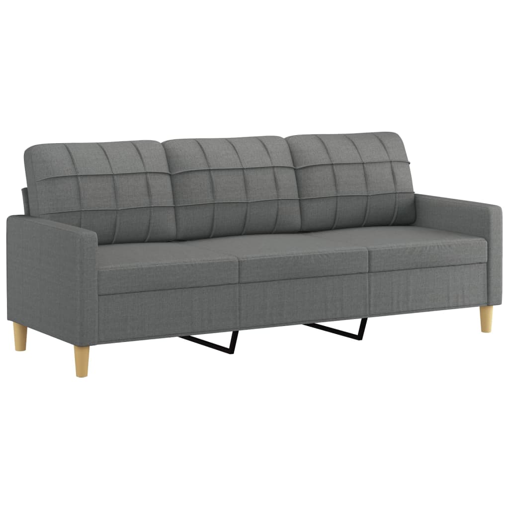 Set Di Divani 2 Pz Con Cuscini Grigio Scuro In Tessuto - Image 4