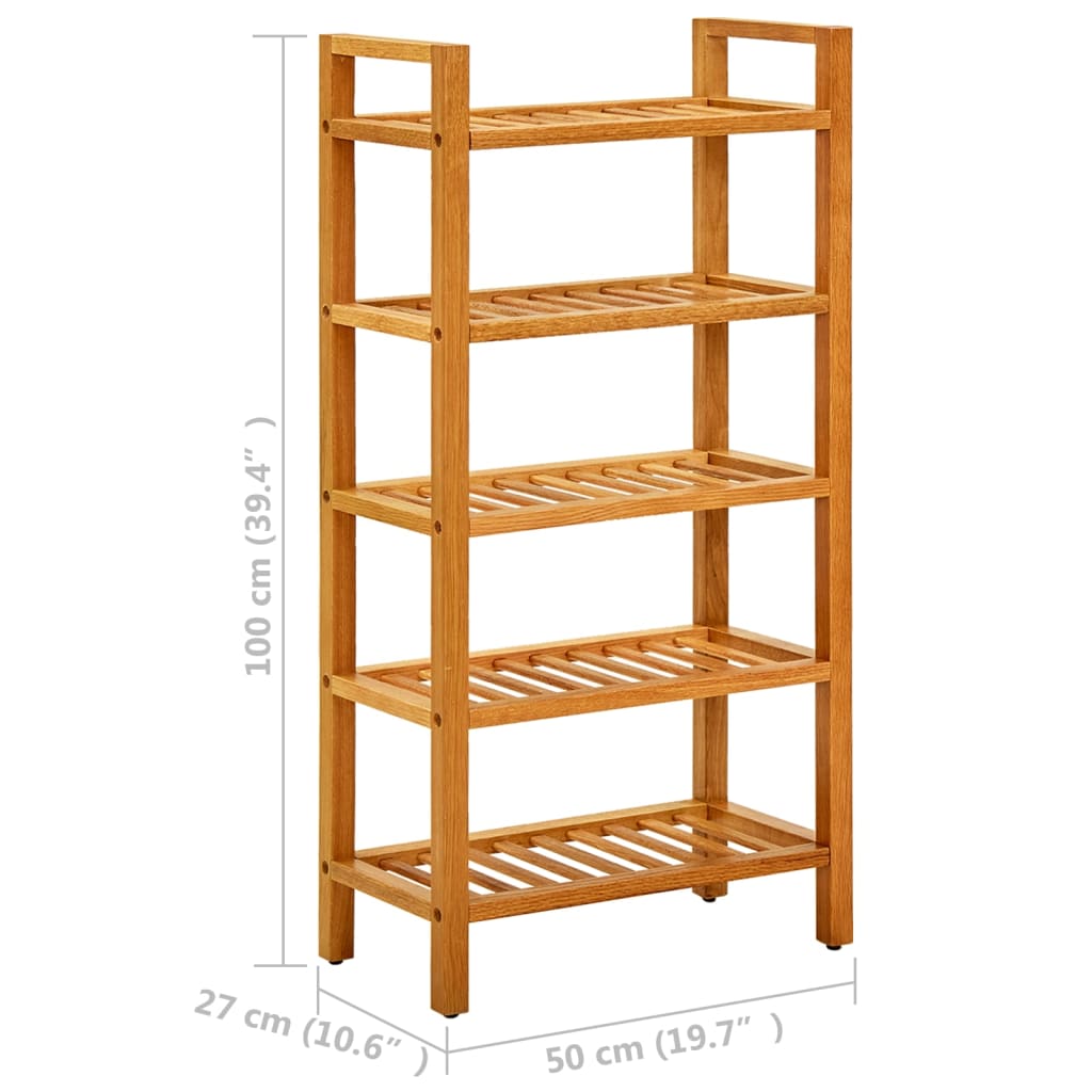 Scarpiera Con 5 Ripiani 50x27x100cm In Legno Massello Di Rovere - Image 6