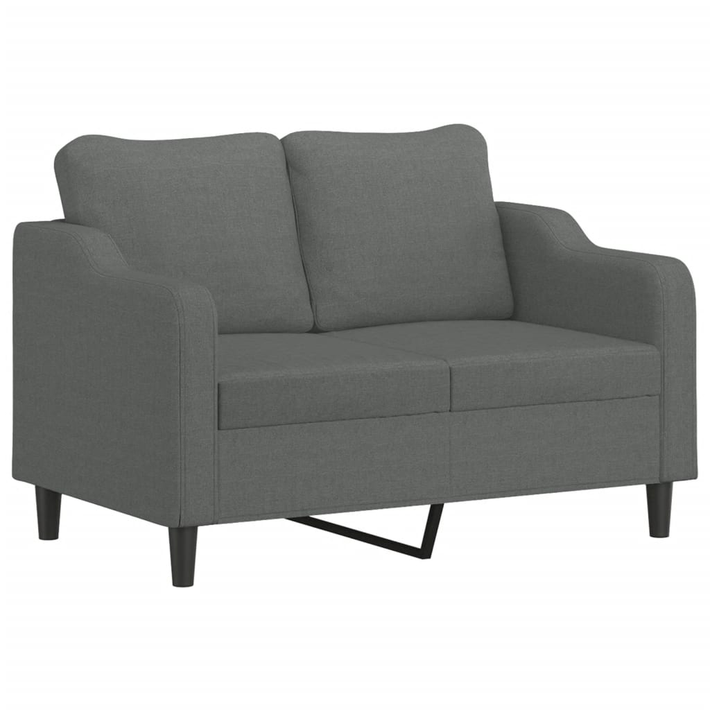 Set Di Divani 2 Pz Con Cuscini Grigio Scuro In Tessuto - Image 3