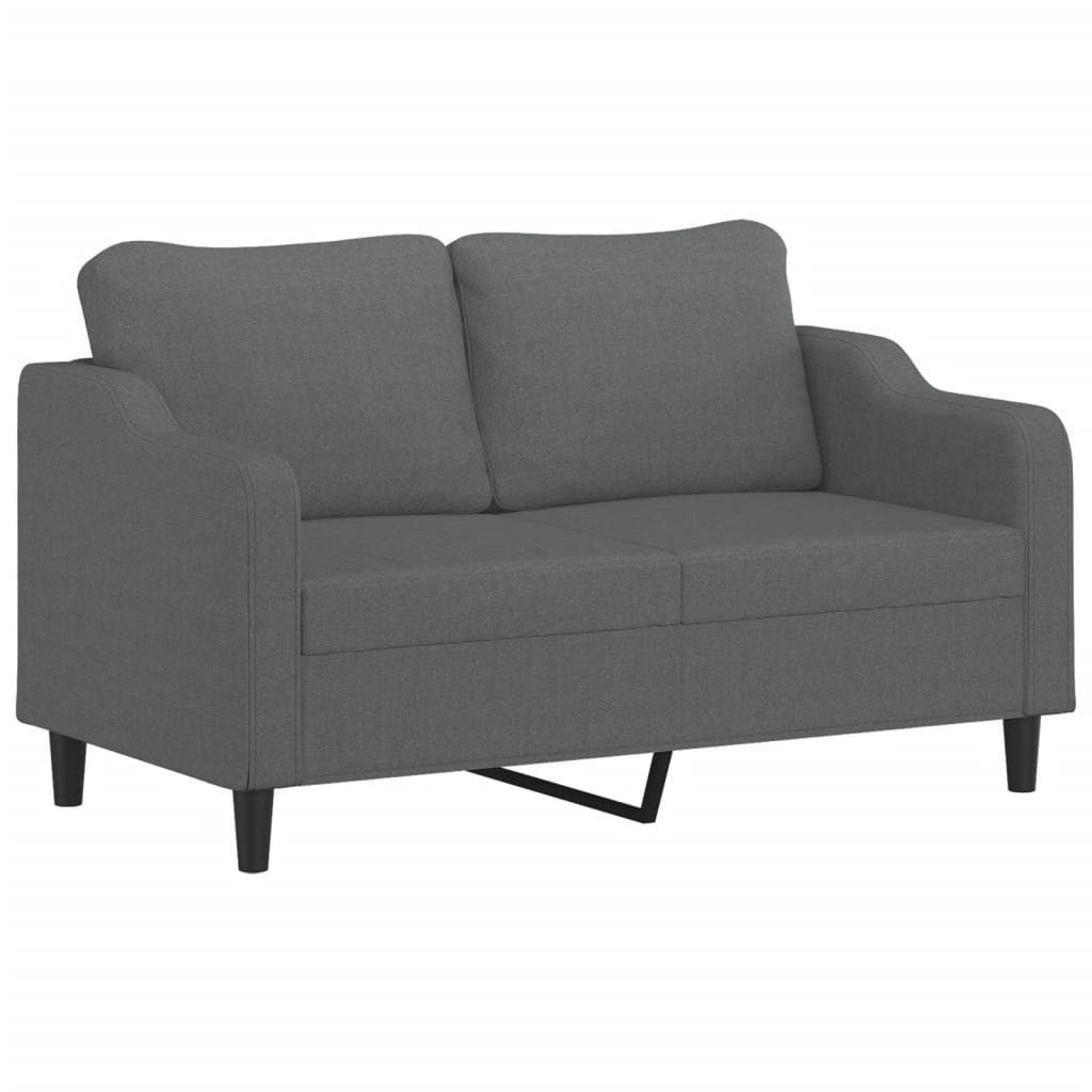 Set Di Divani 2 Pz Con Cuscini Grigio Scuro In Tessuto - Image 4