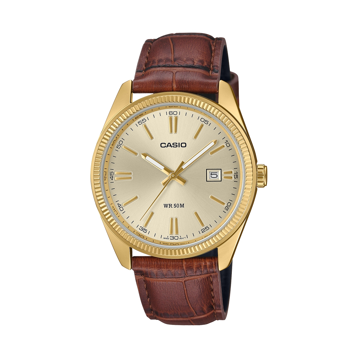 Casio Collection Mod. Date Gold. Leather - Champagne
