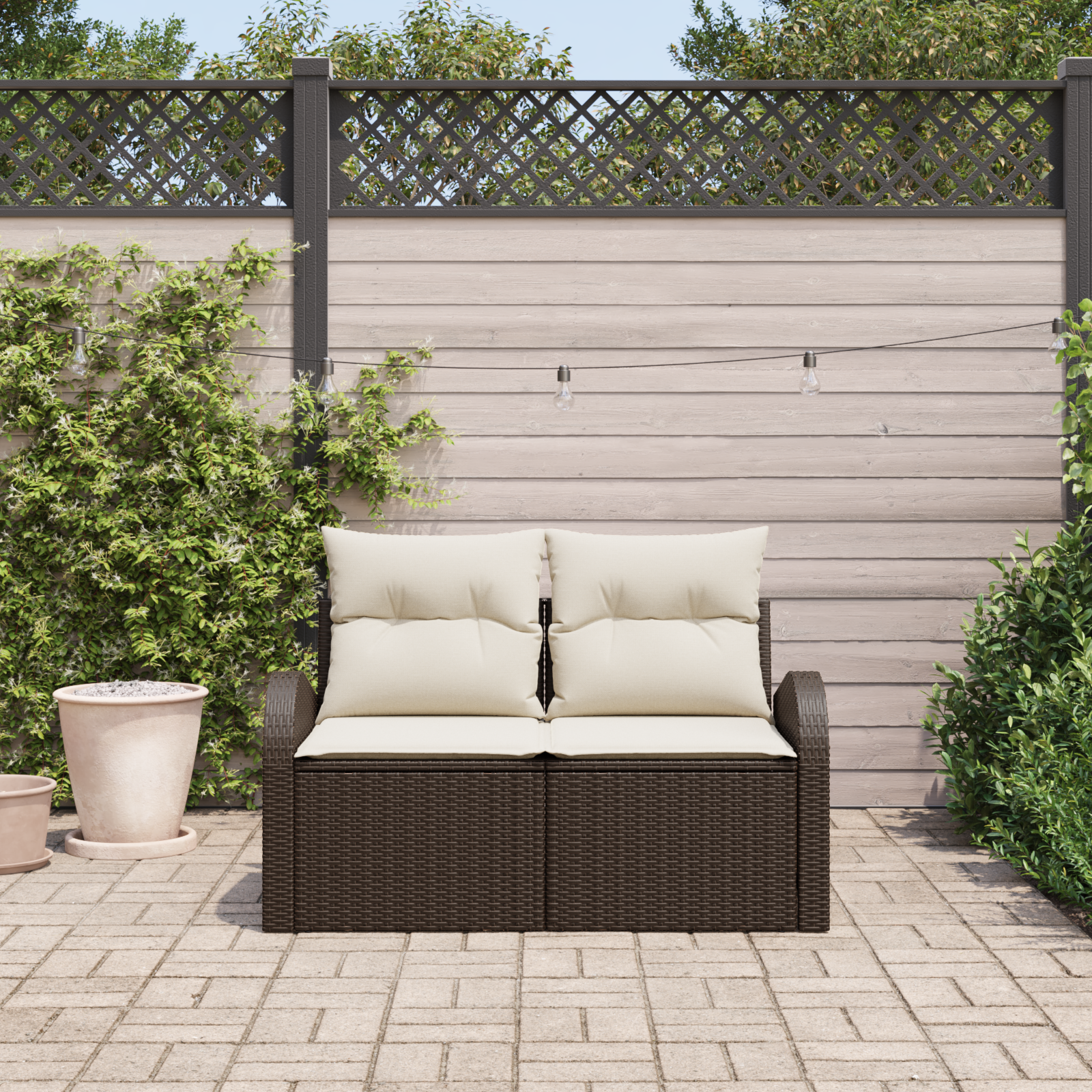 Divano Da Giardino Marrone 124 X 62 X 69cm Polyrattan