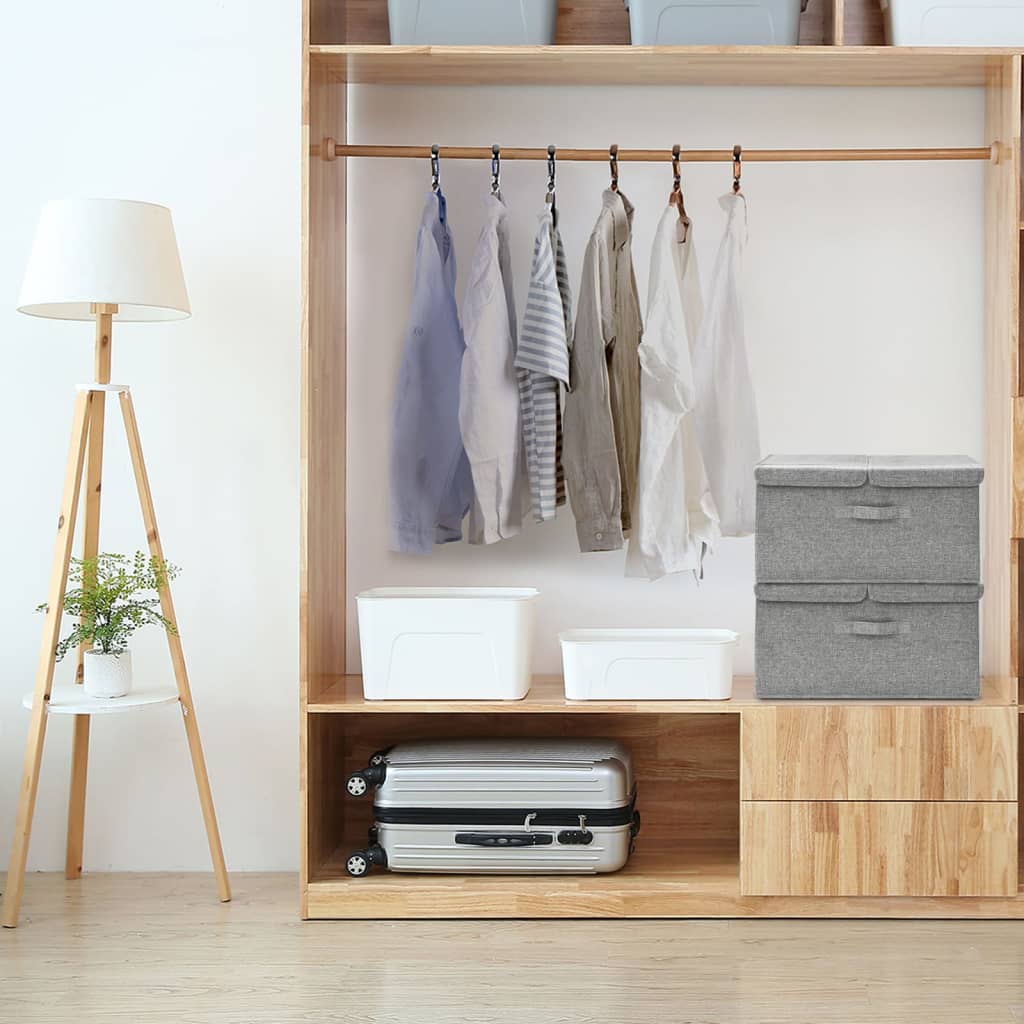 Scatole Portaoggetti 2pz In Tessuto 50x30x25 Cm Grigio