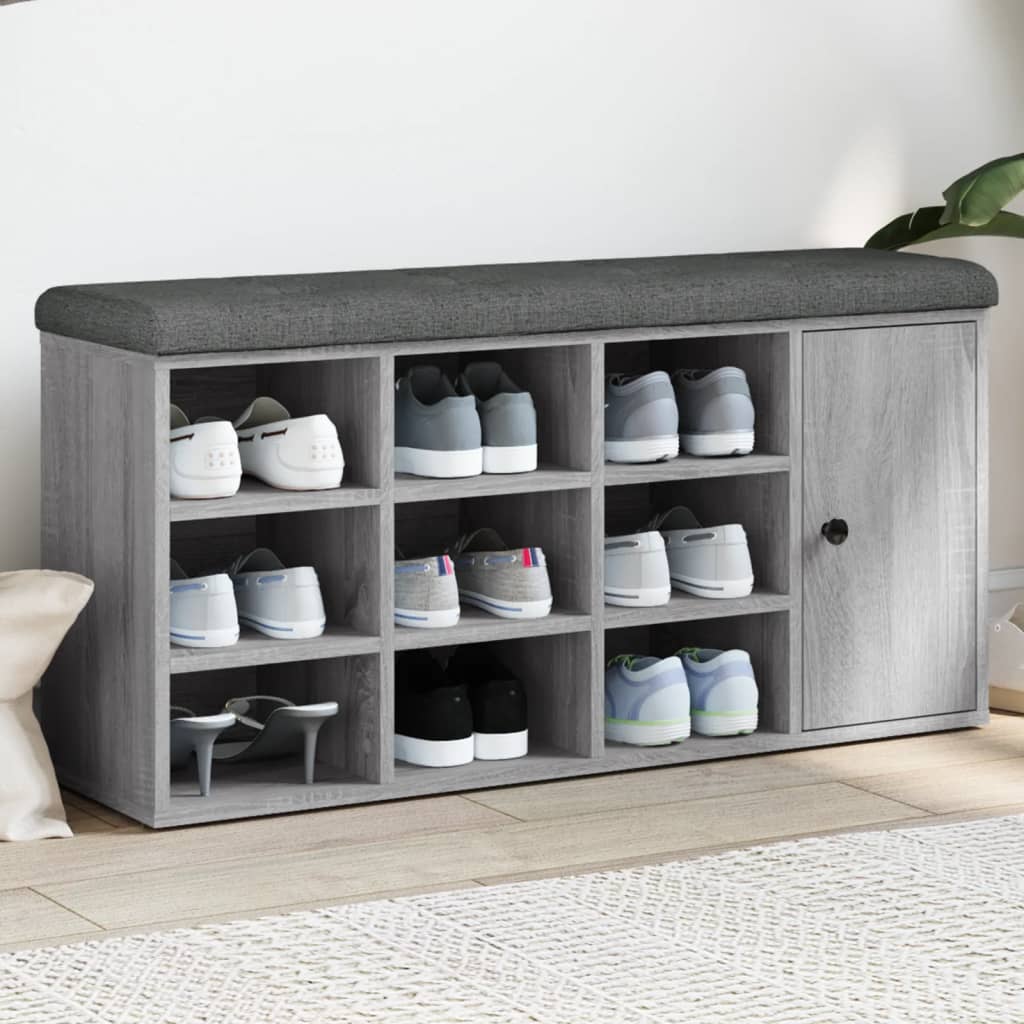 Panca Porta Scarpe Grigio Sonoma 102x32x50 Cm Legno Multistrato