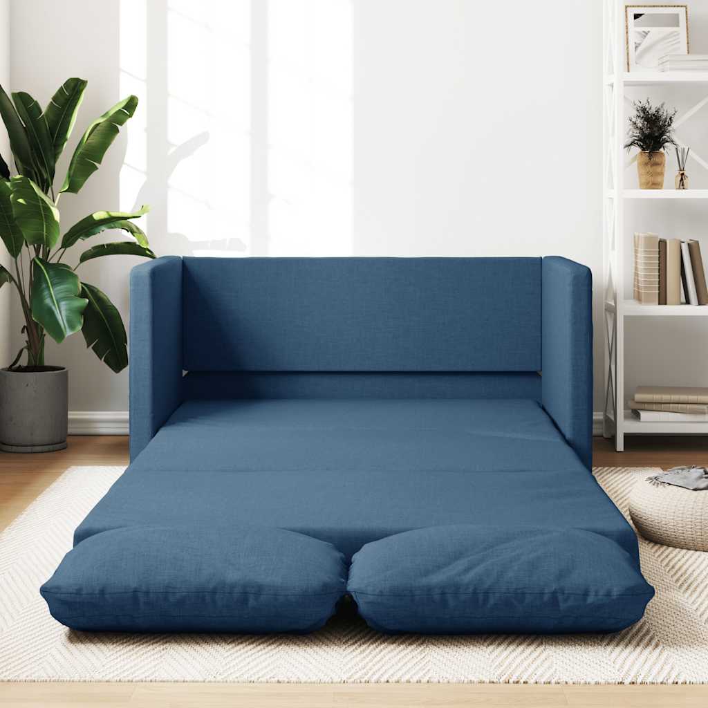 Divano Letto Da Terra 2 In 1 Blu 112x174x55 Cm Tessuto