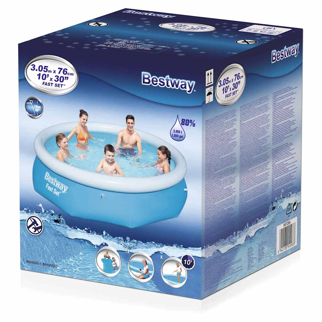 Bestway Set Per Piscina Gonfiabile Fast Rotonda 305x76 Cm 57266 - Image 3