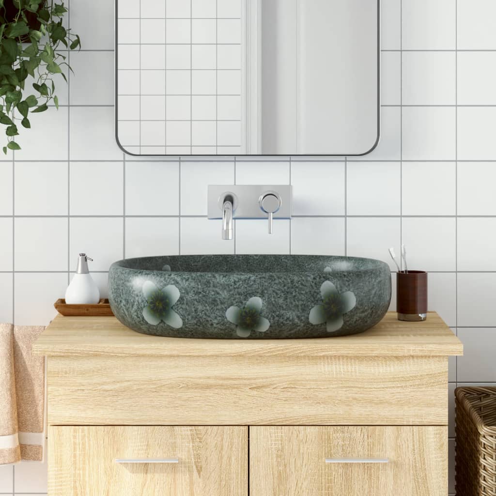 Lavabo Da Appoggio Blu Ovale 59x40x14 Cm Ceramica