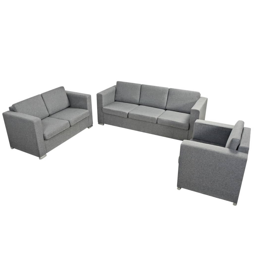 3 Pz Set Di Divani In Stoffa Grigio Chiaro - Image 3