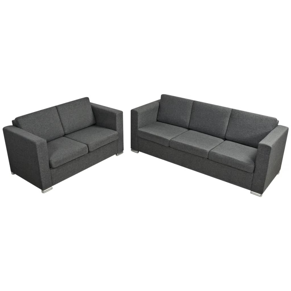 2 Pz Set Di Divani In Stoffa Grigio Scuro - Image 3