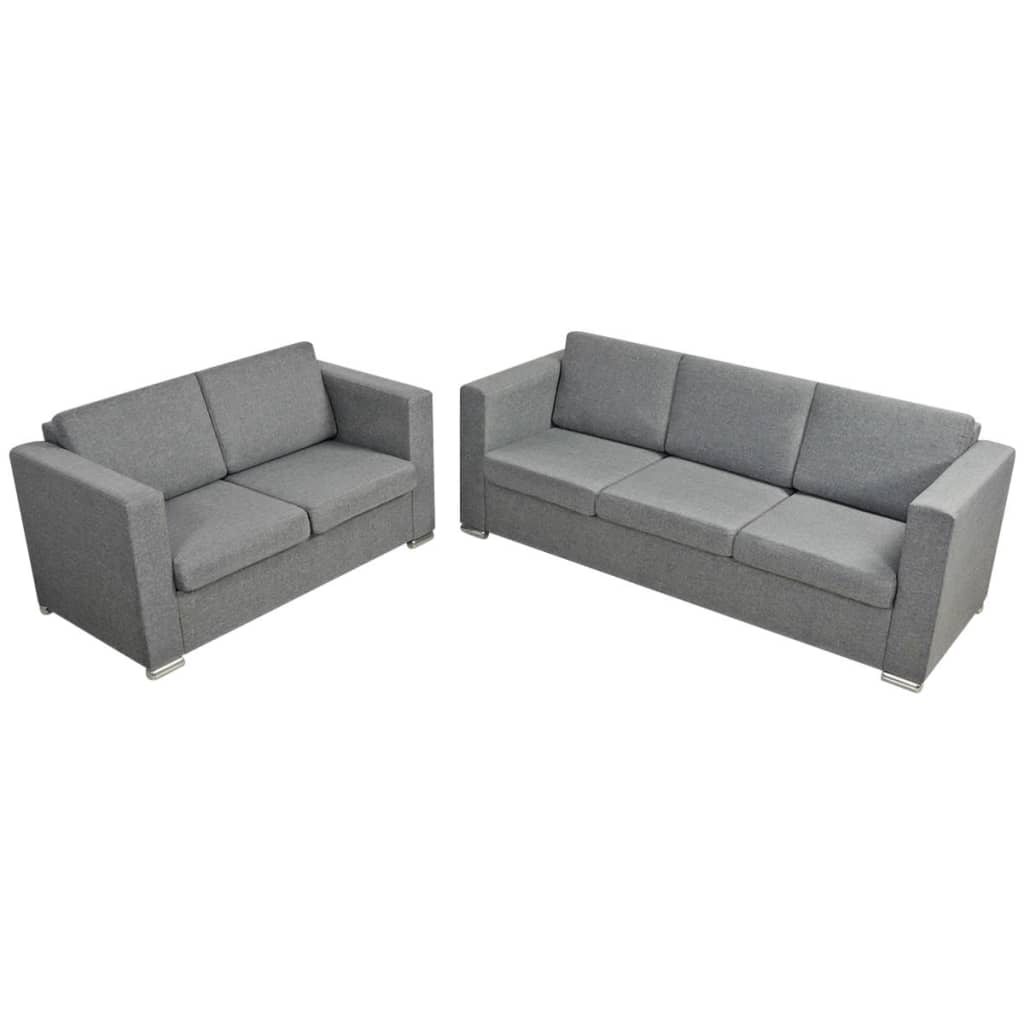 2 Pz Set Di Divani In Stoffa Grigio Chiaro - Image 3