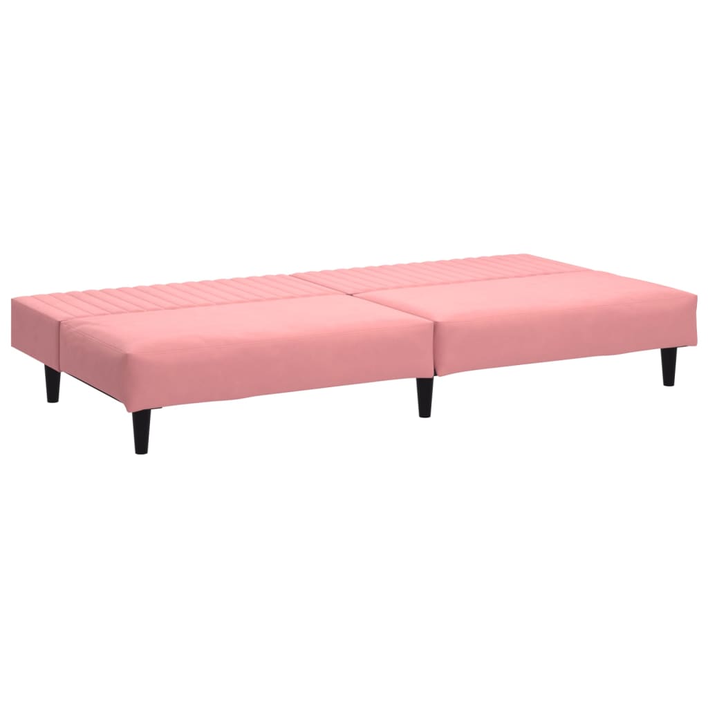 Divano Letto A 2 Posti Rosa In Velluto - Image 6