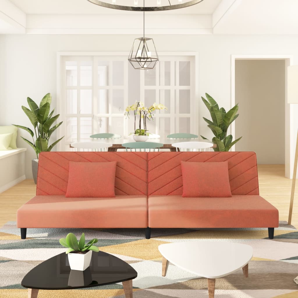 Divano Letto A 2 Posti Con 2 Cuscini Rosa In Velluto