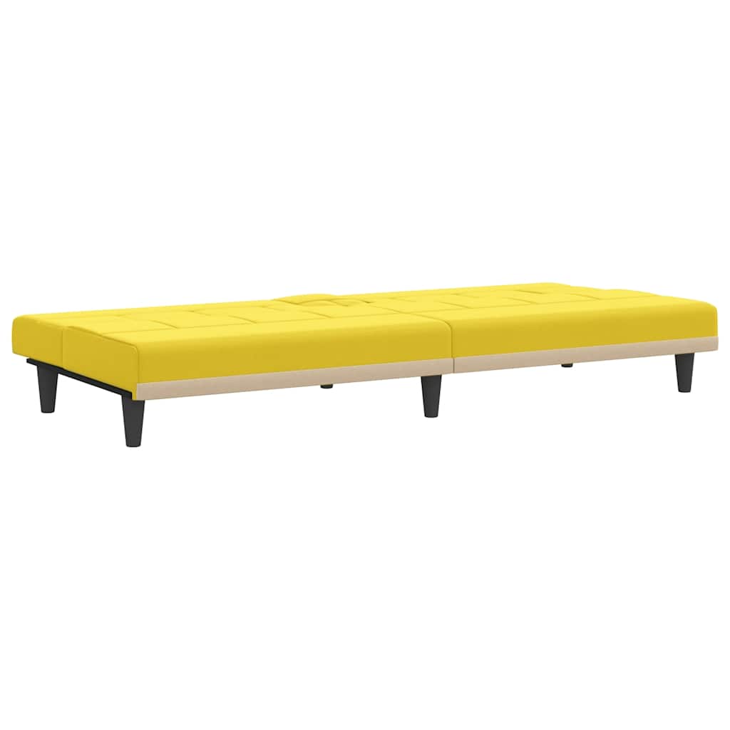 Divano Letto Con Portabicchieri In Tessuto Giallo Chiaro - Image 6