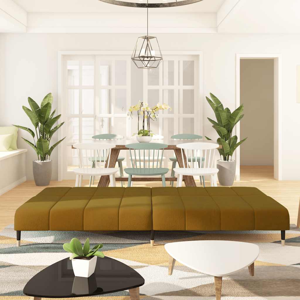 Divano Letto A 2 Posti Marrone In Velluto - Image 3