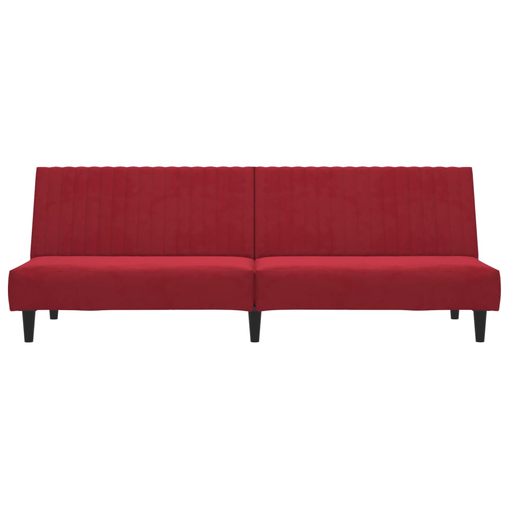 Divano Letto A 2 Posti Rosso Vino In Velluto - Image 5
