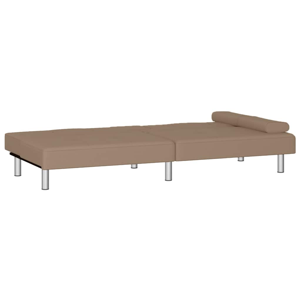 Divano Letto Con Portabicchieri In Similpelle Cappuccino - Image 6