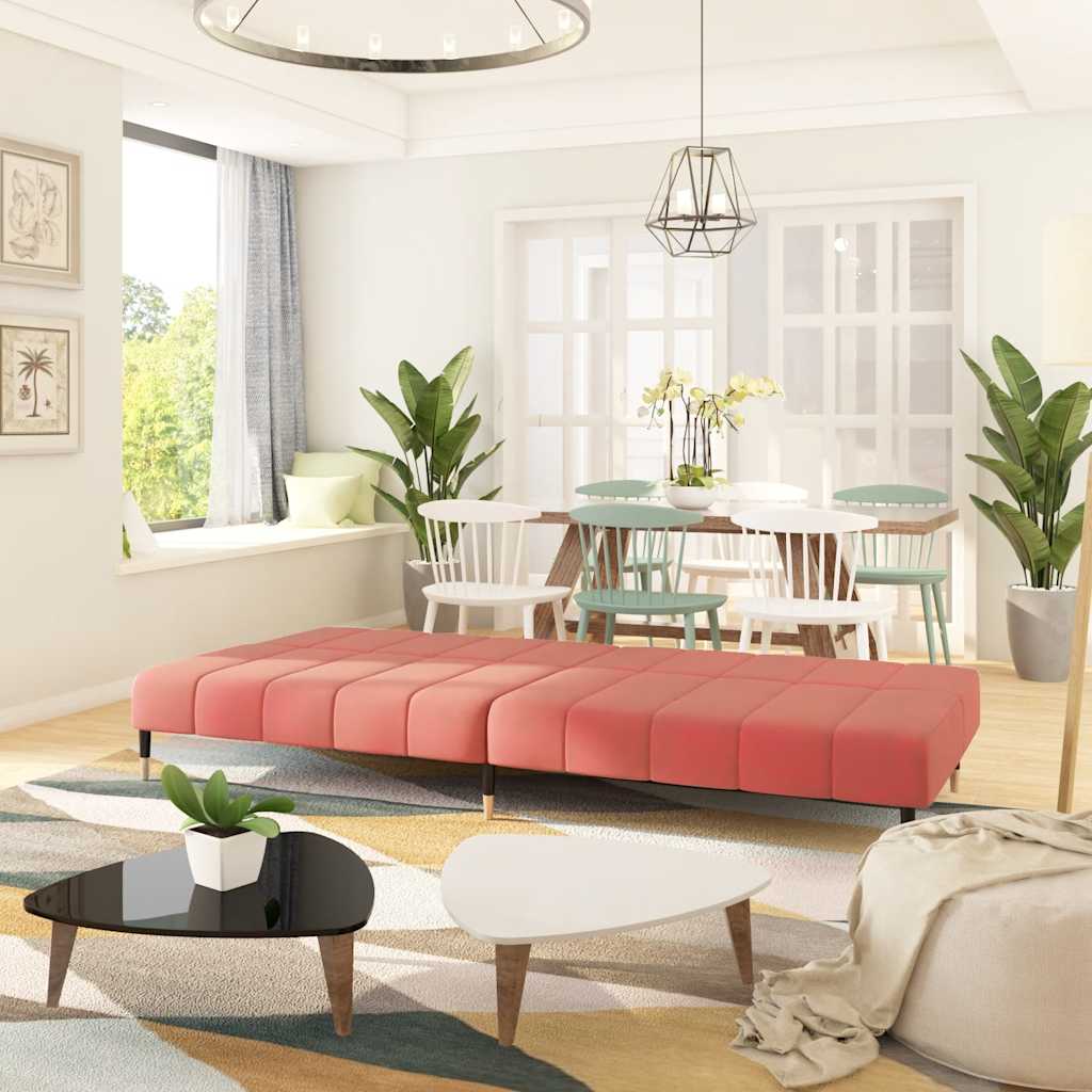 Divano Letto A 2 Posti Rosa In Velluto - Image 3