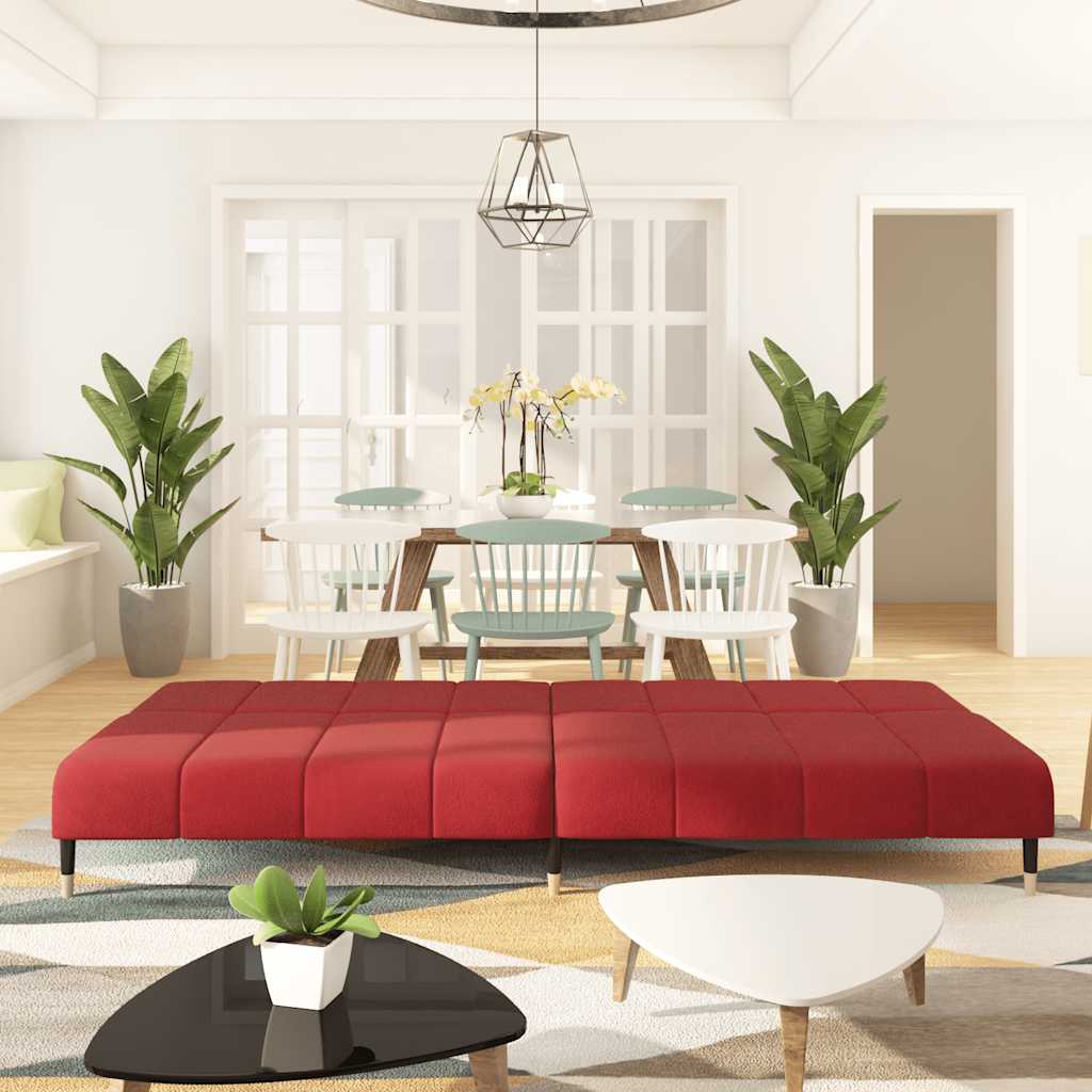 Divano Letto A 2 Posti Rosso Vino In Velluto - Image 3