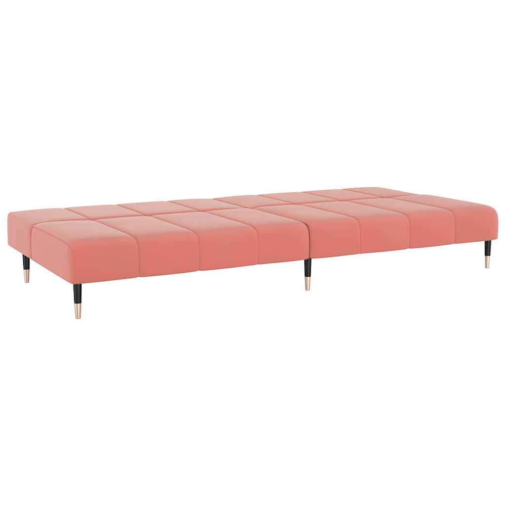 Divano Letto A 2 Posti Rosa In Velluto - Image 6