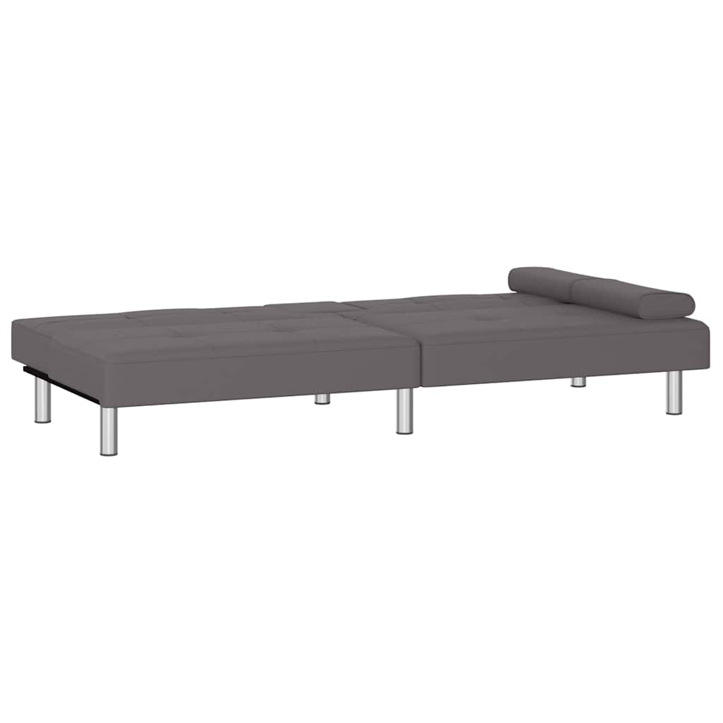 Divano Letto Con Portabicchieri In Similpelle Grigio - Image 6