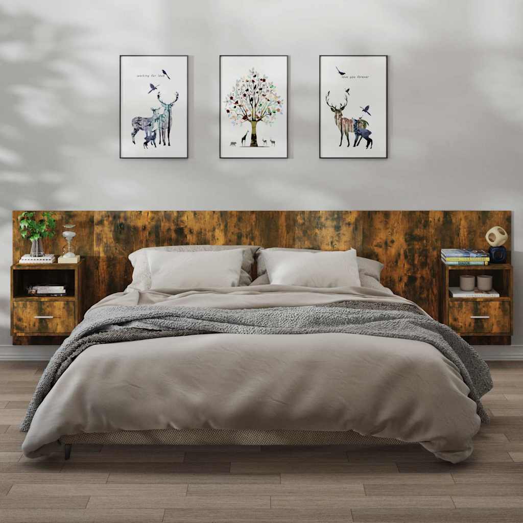 Comodini A Muro 2 Pz Rovere Fumo