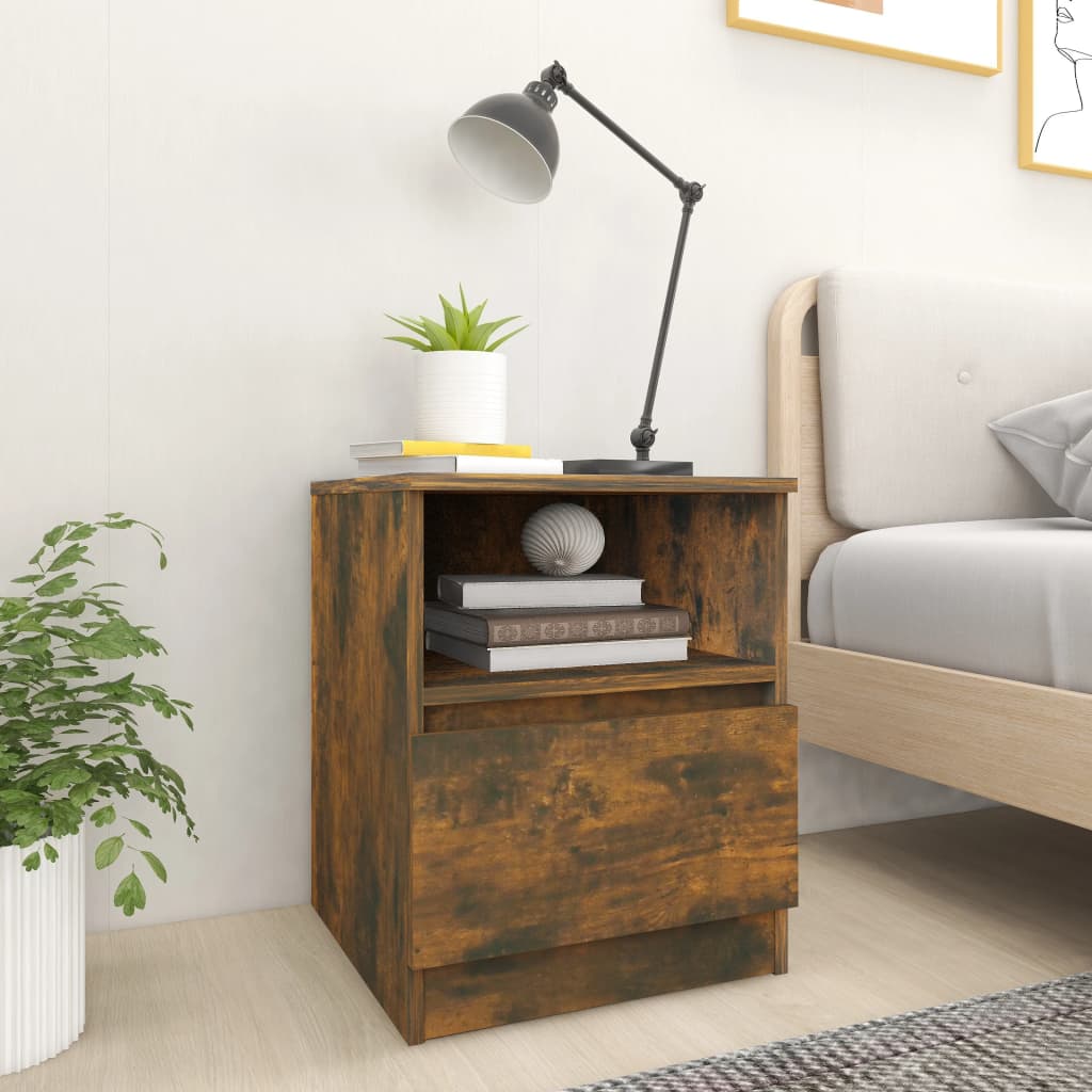 Comodini 2 Pz Rovere Fumo 40x40x50 Cm In Legno Multistrato