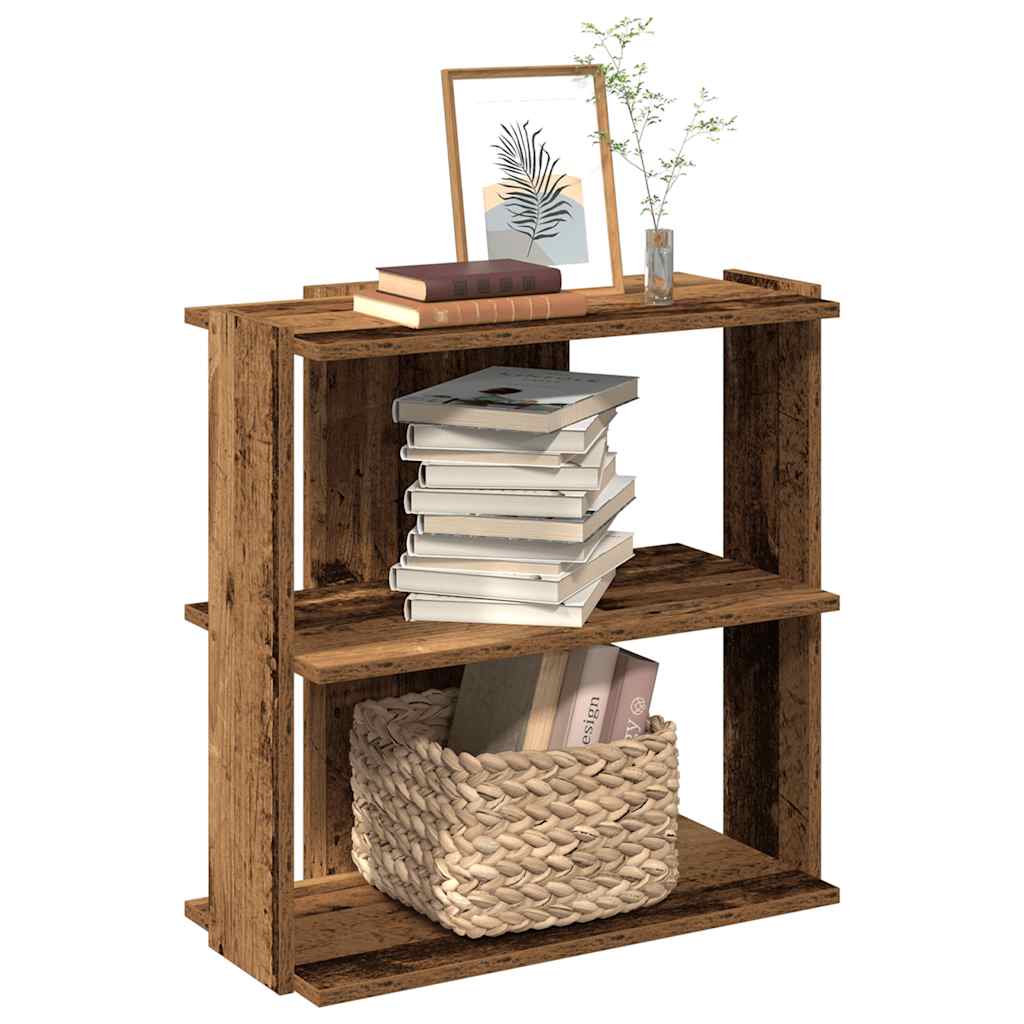 Libreria A 3 Ripiani Legno Vecchio 60x30x60cm Legno Multistrato