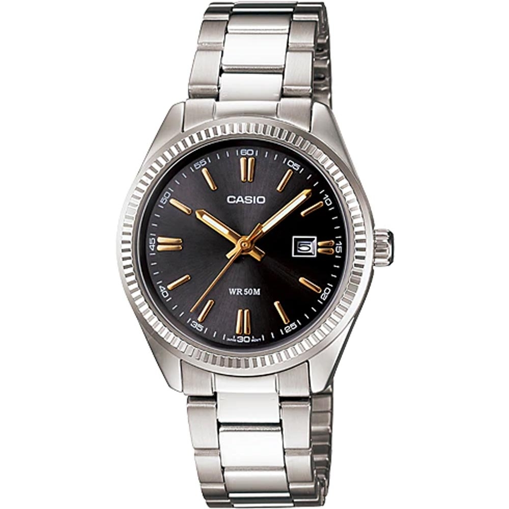 Casio Collection Mod. Date - Black. Gold Indexes