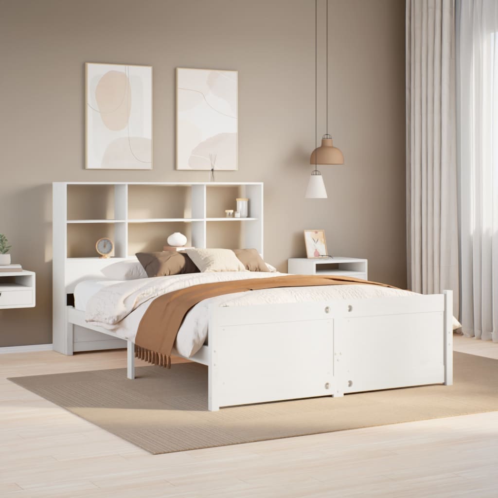 Letto Libreria Senza Materasso Bianco 120x200 Cm Legno Di Pino