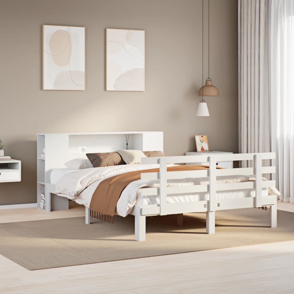 Letto Libreria Senza Materasso Bianco 120x190 Cm Legno Di Pino