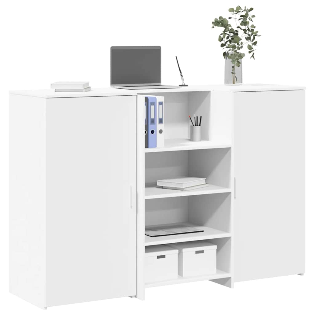 Banco Reception Bianco 155x50x103,5 Cm In Legno Multistrato