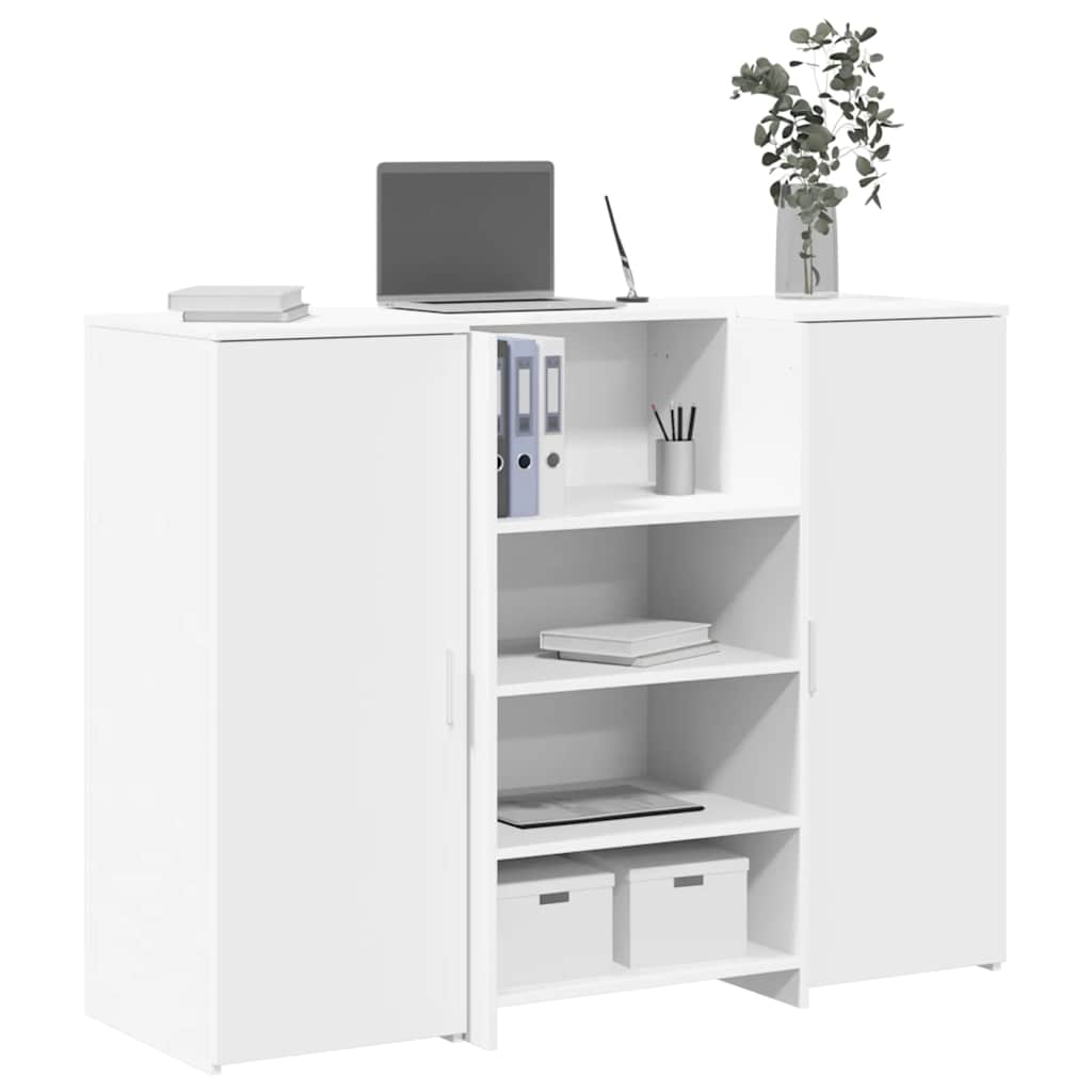 Banco Reception Bianco 135x50x103,5 Cm In Legno Multistrato