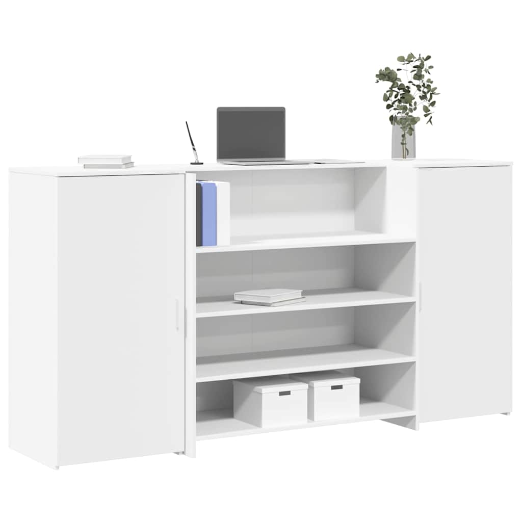 Banco Reception Bianco 200x50x103,5 Cm In Legno Multistrato