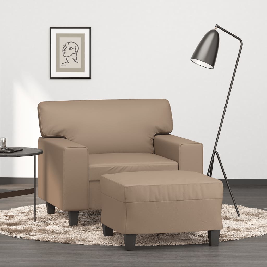 Poltrona Con Poggiapiedi Cappuccino 60 Cm In Similpelle