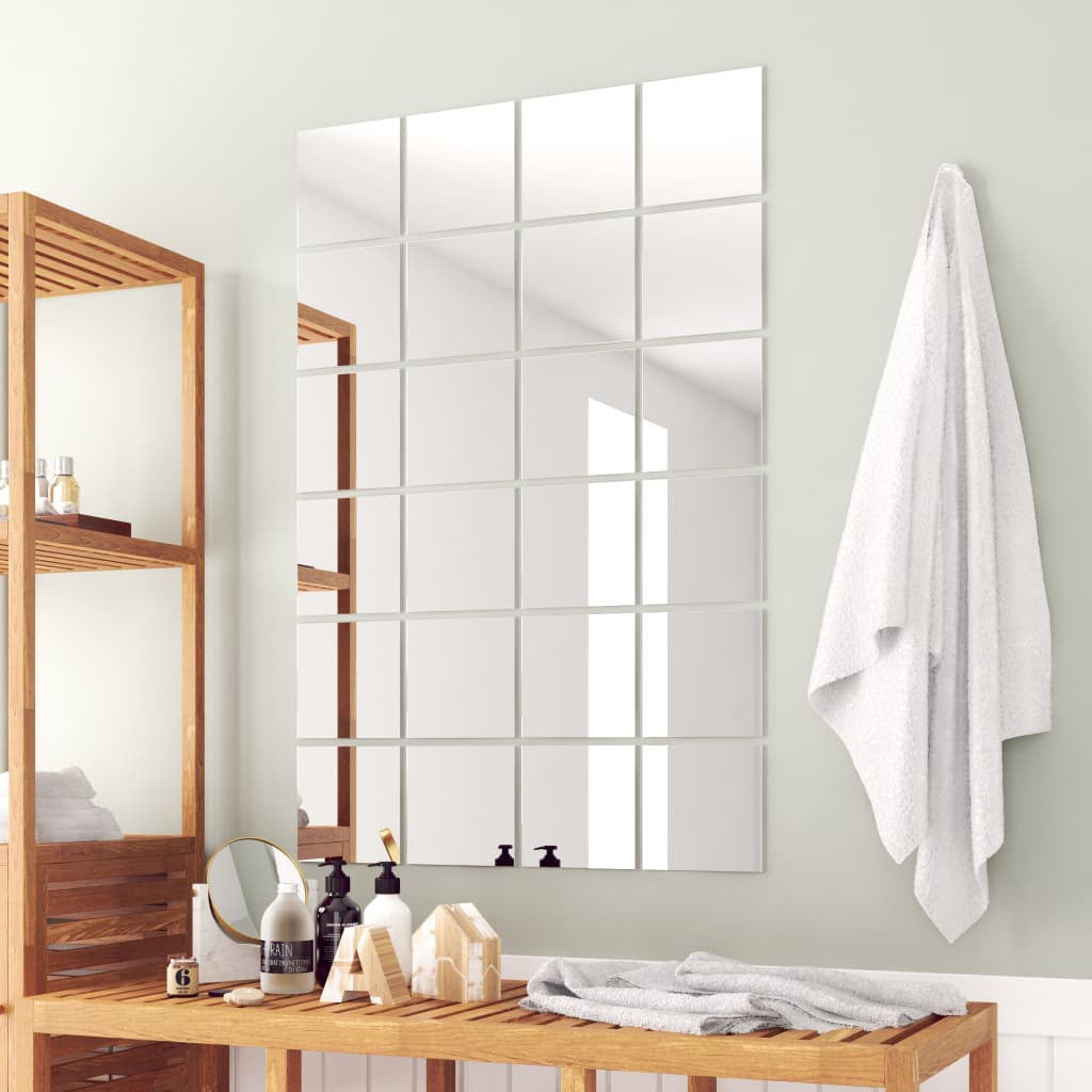 24 Pz Piastrelle A Specchio Quadrate In Vetro