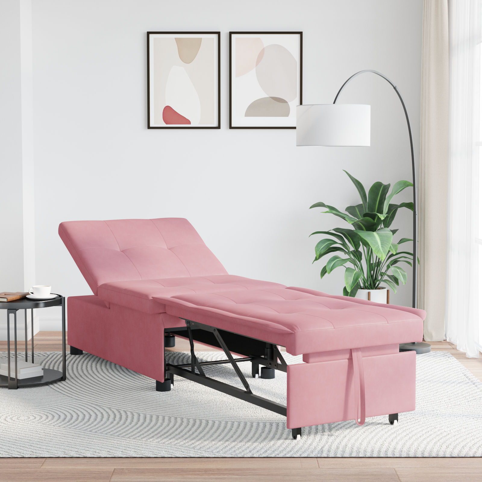 Divano Letto Rosa 67 X 194 X 38 Cm Velluto