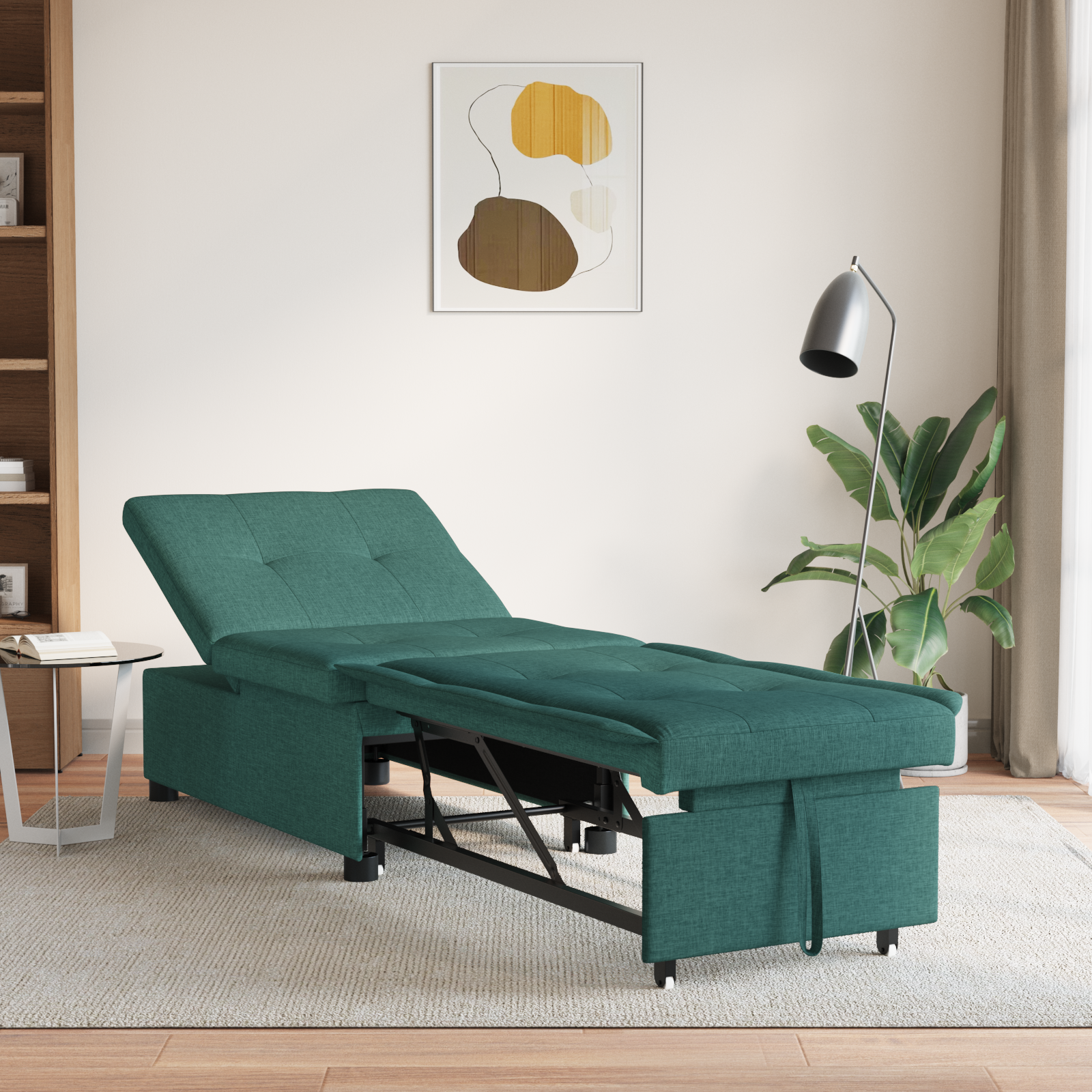 Divano Letto Verde Scuro 194 X 67 X 37 Cm Tessuto