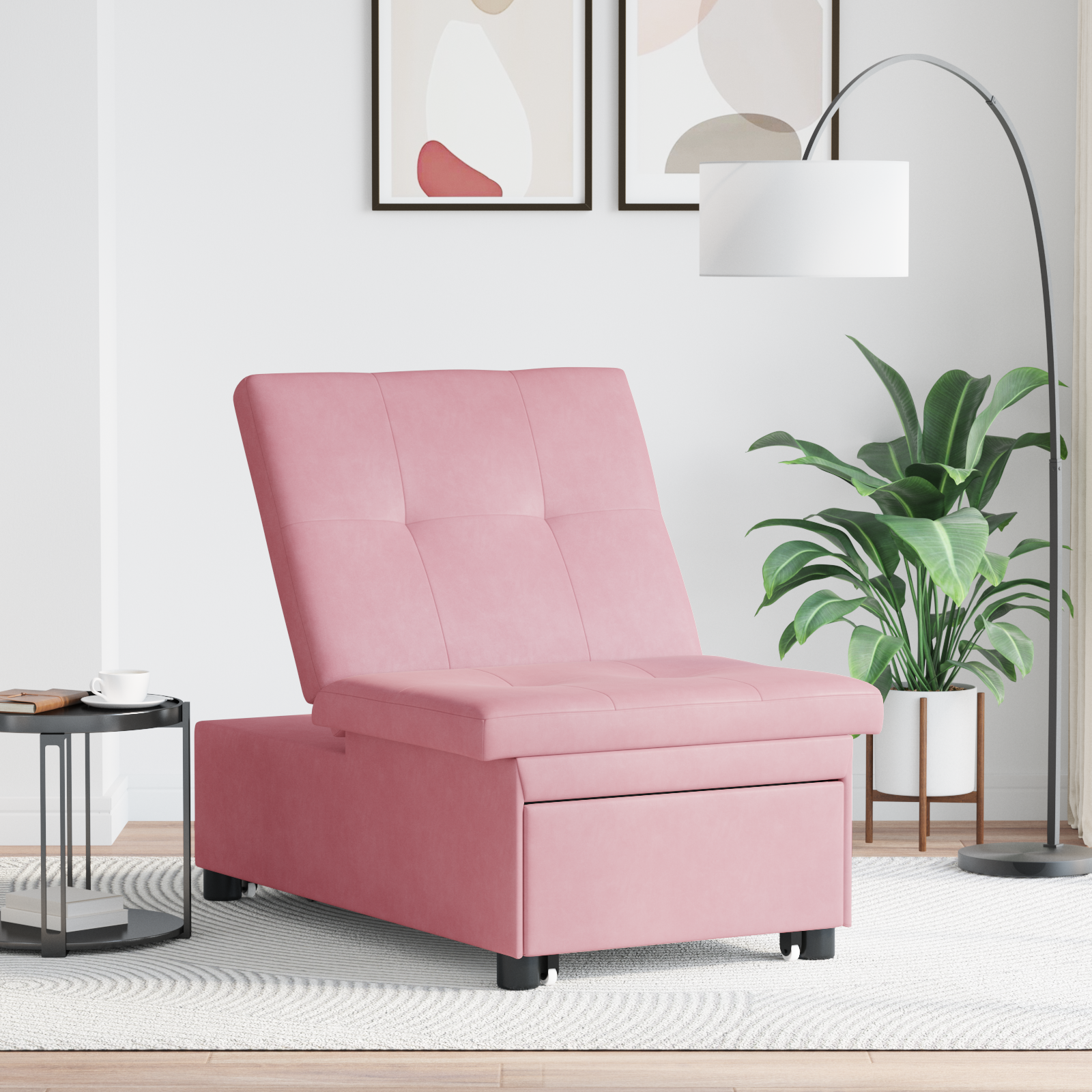 Divano Letto Rosa 67 X 194 X 38 Cm Velluto - Image 3