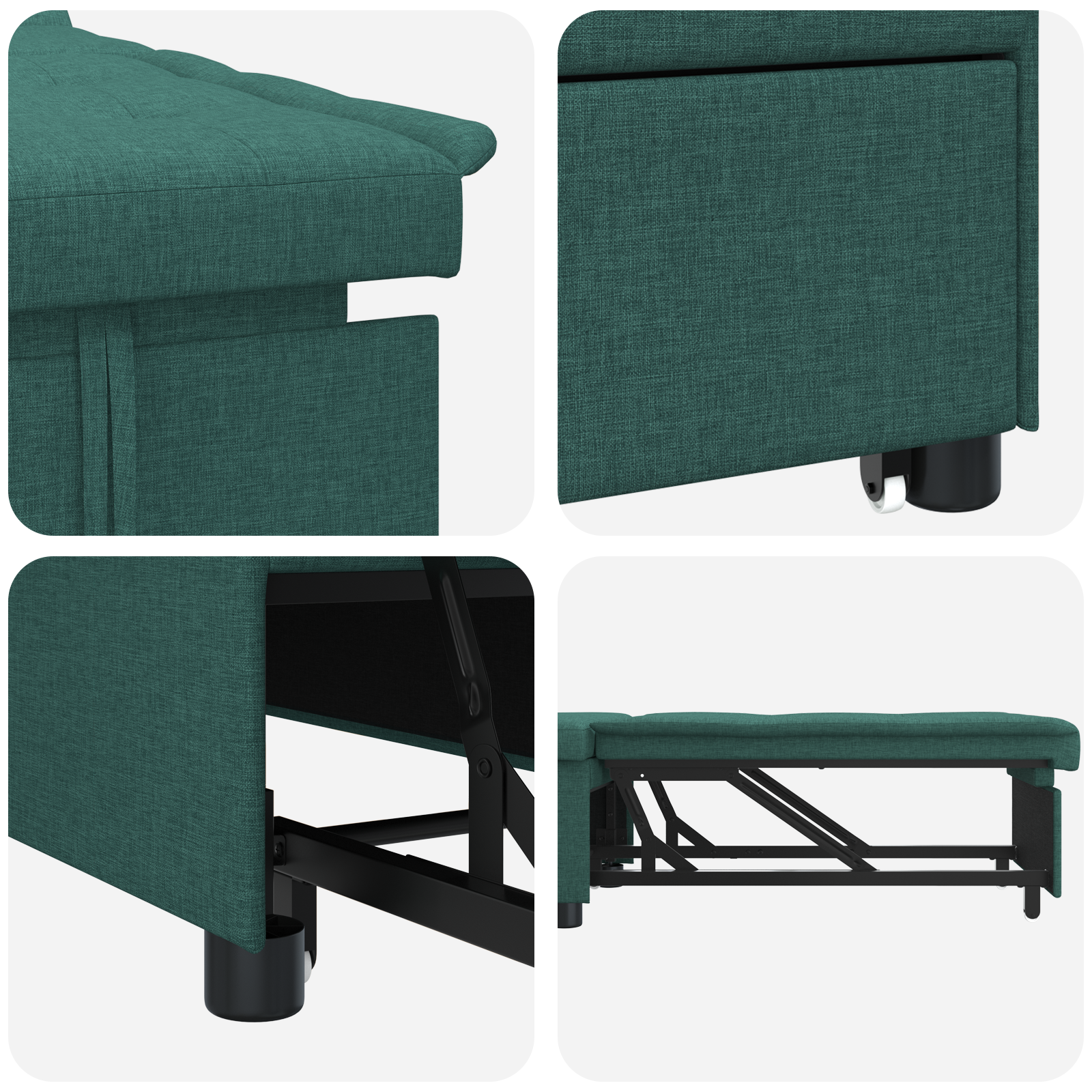 Divano Letto Verde Scuro 194 X 67 X 37 Cm Tessuto - Image 6