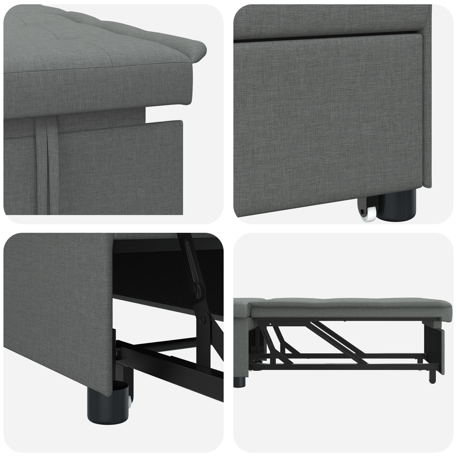 Divano Letto Grigio Scuro 194 X 67 X 37 Cm Tessuto - Image 6