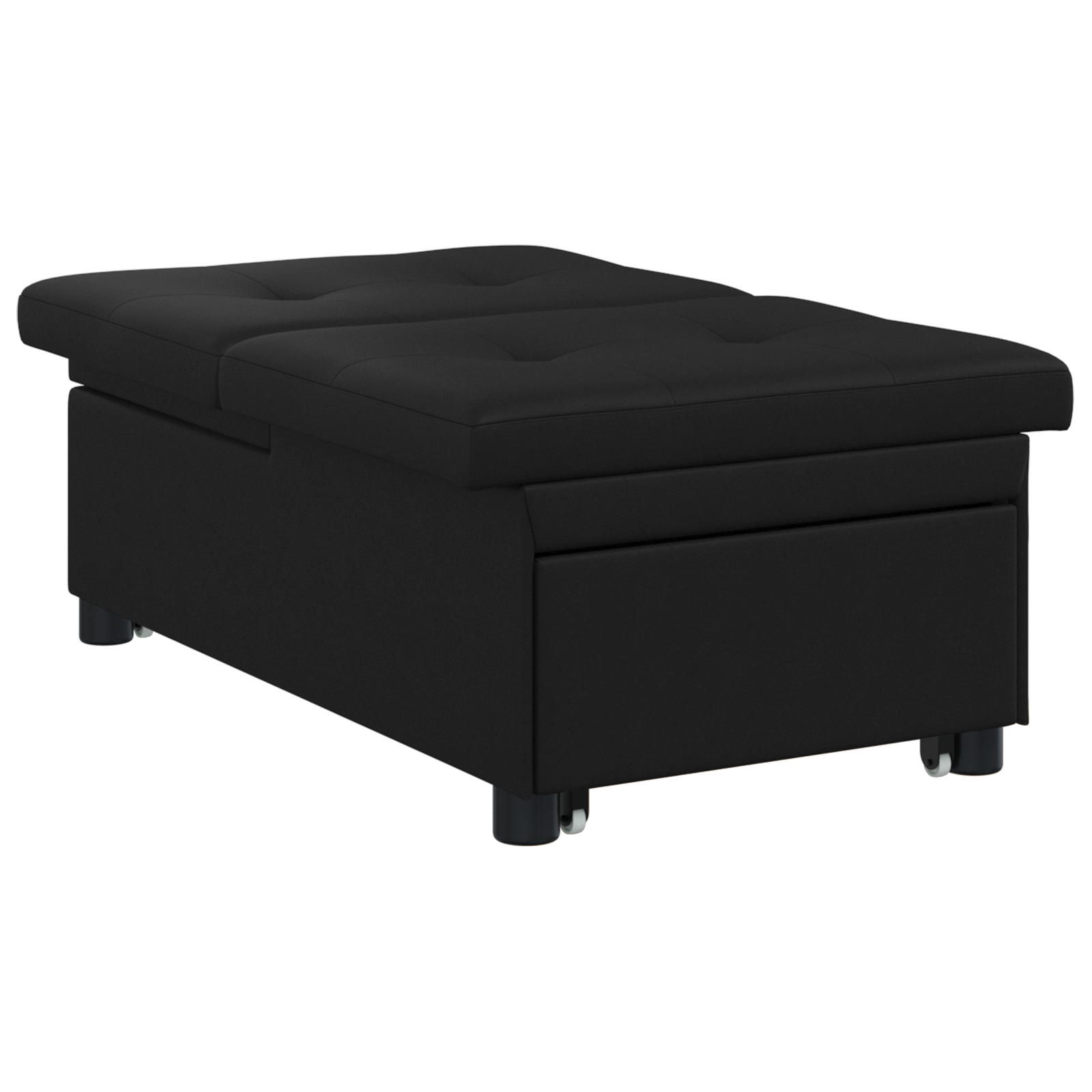 Divano Letto Con Cuscino Nero 67 X 194 X 82 Cm Legno Compensato - Image 4