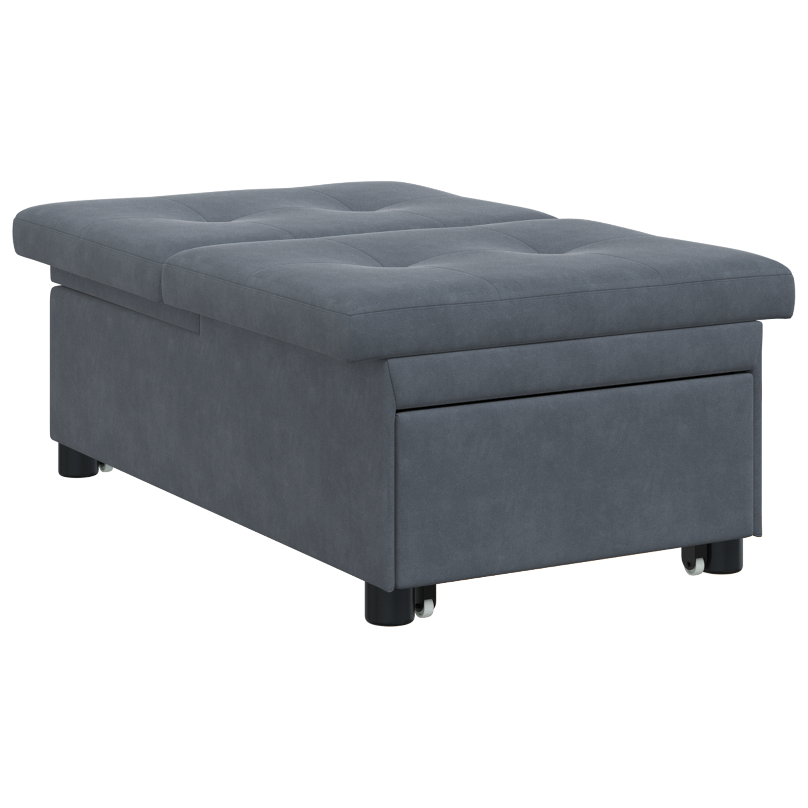 Divano Letto Grigio Scuro 67 X 194 X 38 Cm Velluto - Image 4