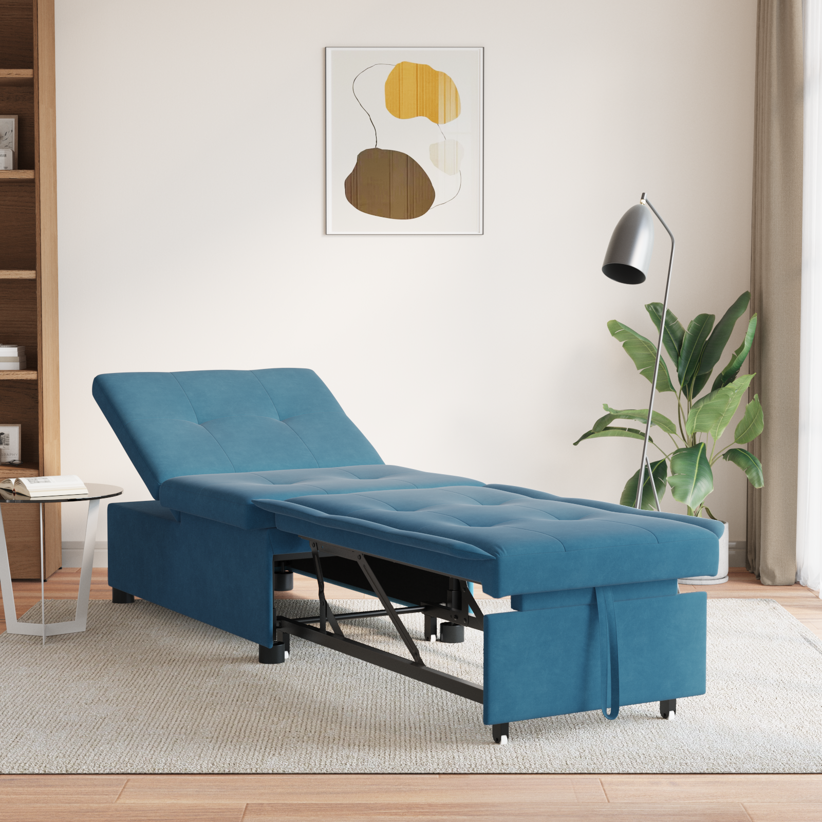 Divano Letto Blu 67 X 194 X 38 Cm Velluto