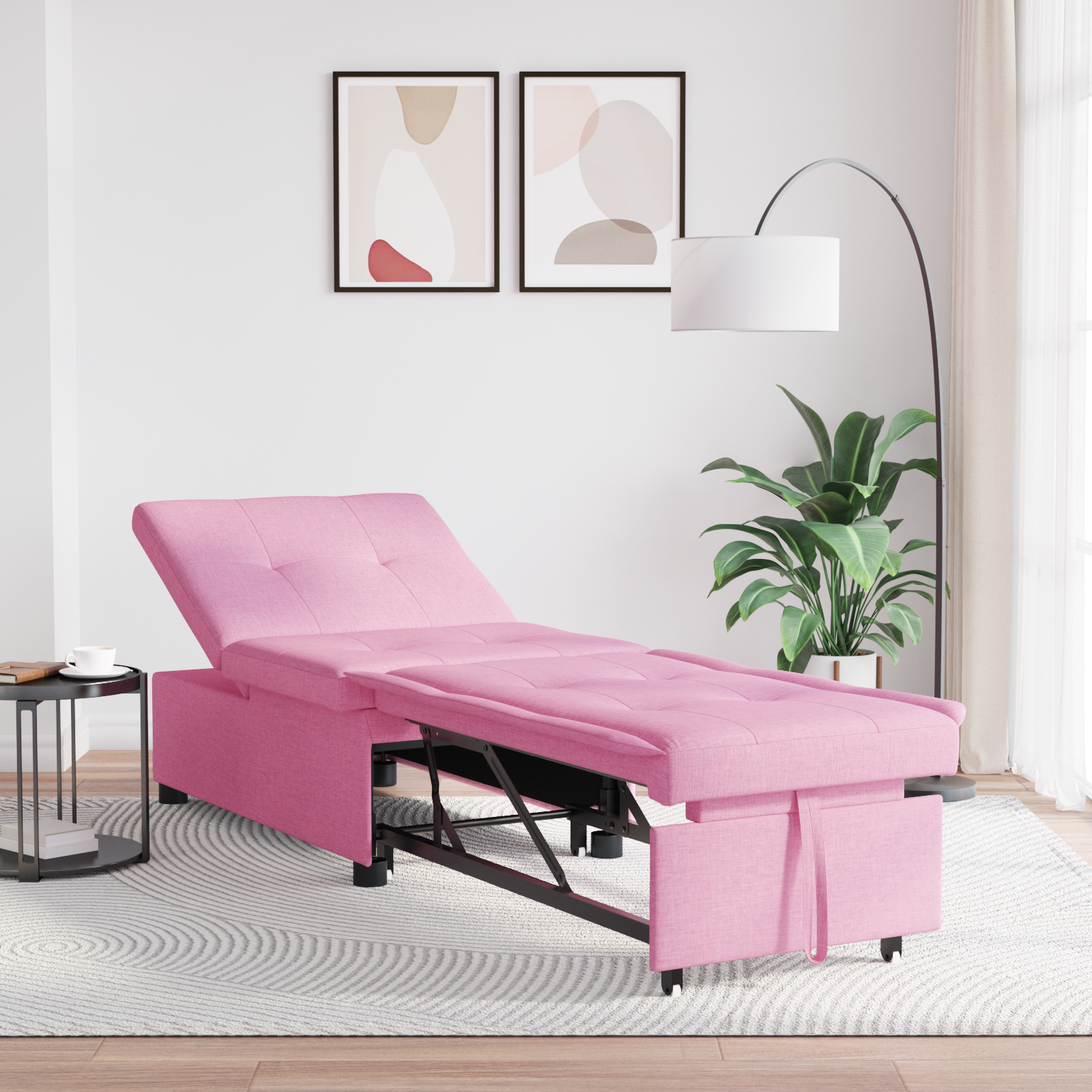 Divano Letto Rosa 194 X 67 X 37 Cm Tessuto