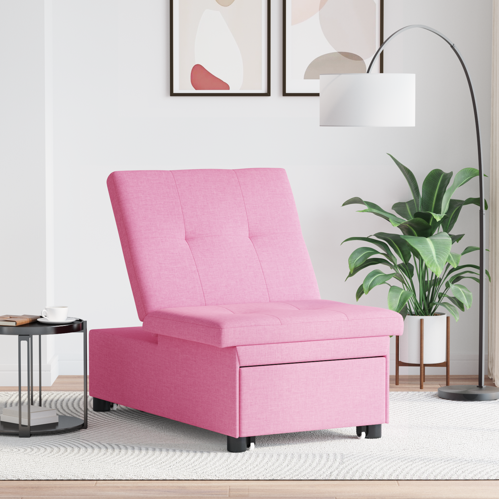 Divano Letto Rosa 194 X 67 X 37 Cm Tessuto - Image 3