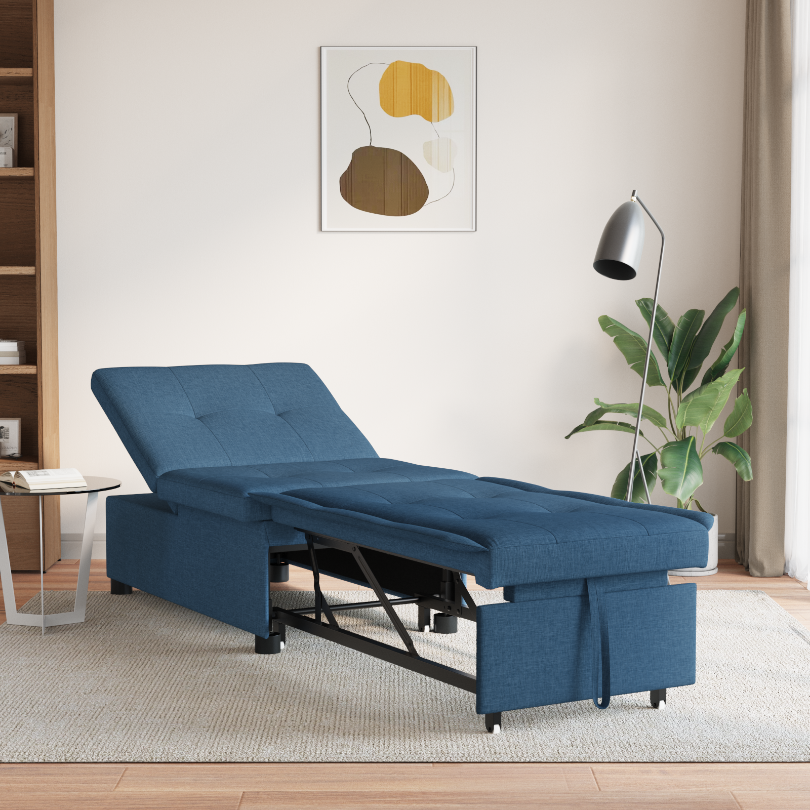 Divano Letto Blu 194 X 67 X 37 Cm Tessuto