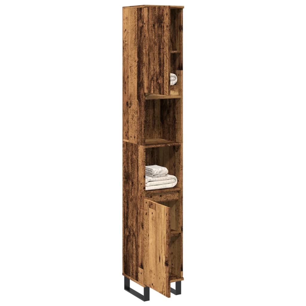 Armadietto Bagno Legno Antico 30x30x190 Cm In Legno Multistrato